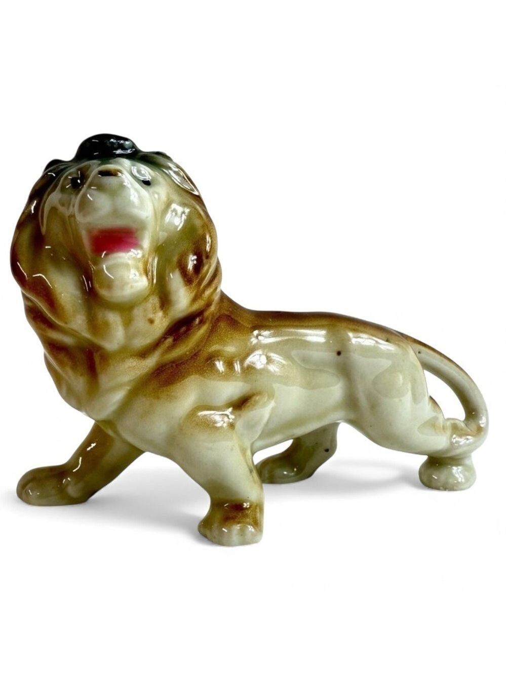 Vintage Japan Ceramic Lion Figurine Hand Painted Porcelain